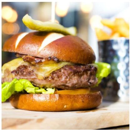 Pretzel burger bun.